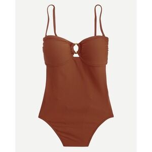J.Crew Bandeau Ring One-Piece Swimsuit in Brown, Women's Size 8
